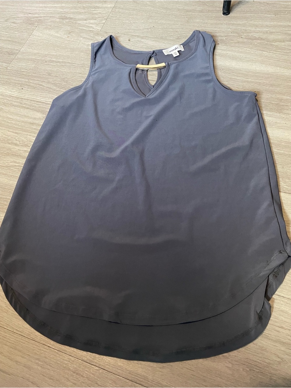 meraki Sleeveless Keyhole Tank Top - Charcoal Gray